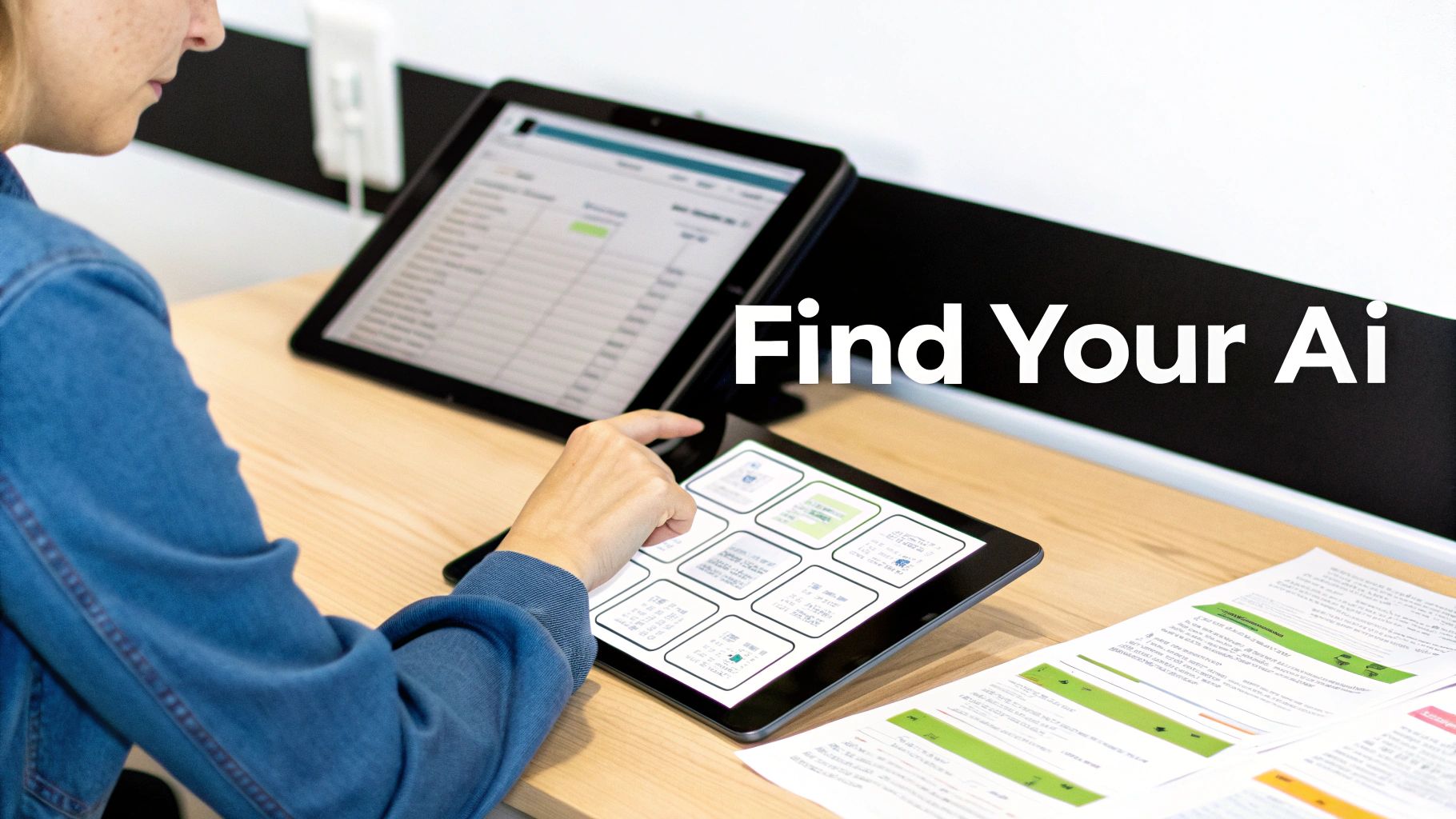 A person choosing between different AI writing tools on a screen