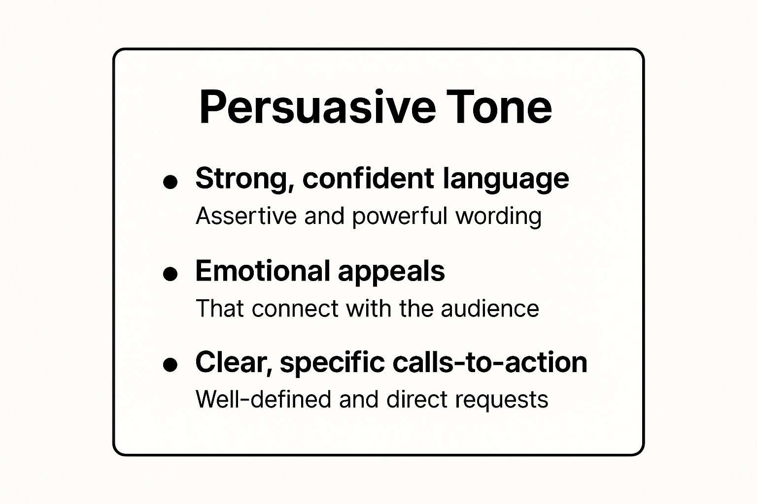 Infographic showing key data about Persuasive Tone