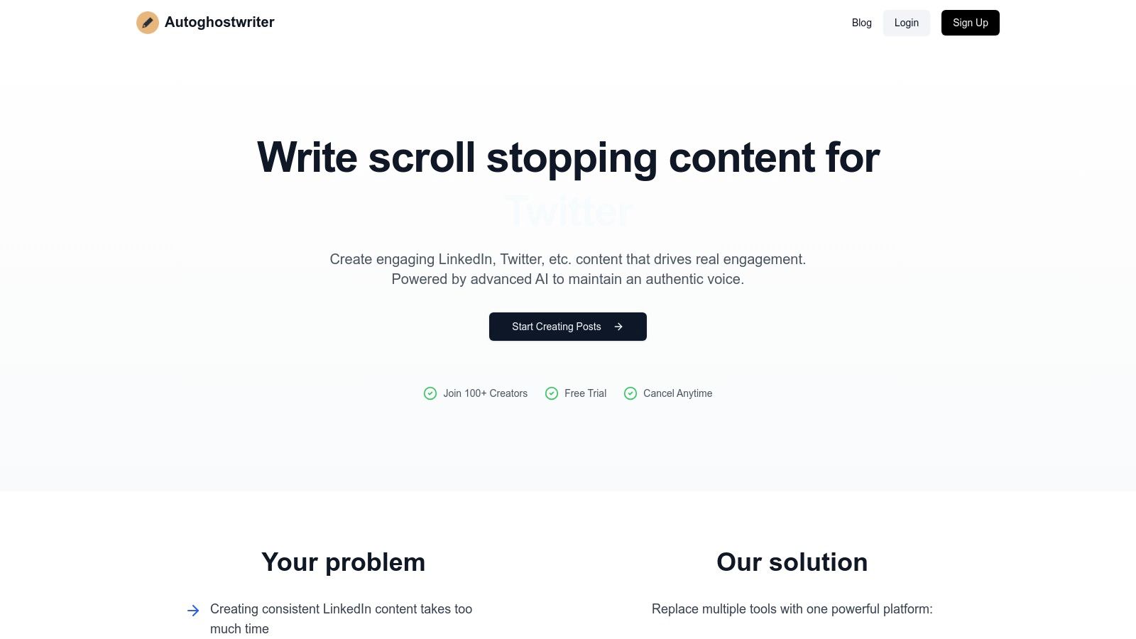 autoghostwriter platform interface showing content creation options