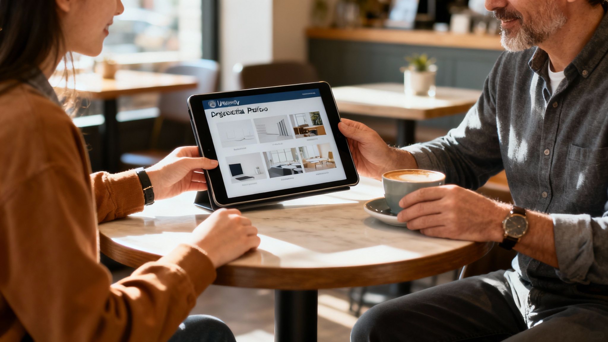 A student freelancer working on a laptop in a modern, sunlit room, looking determined and focused.