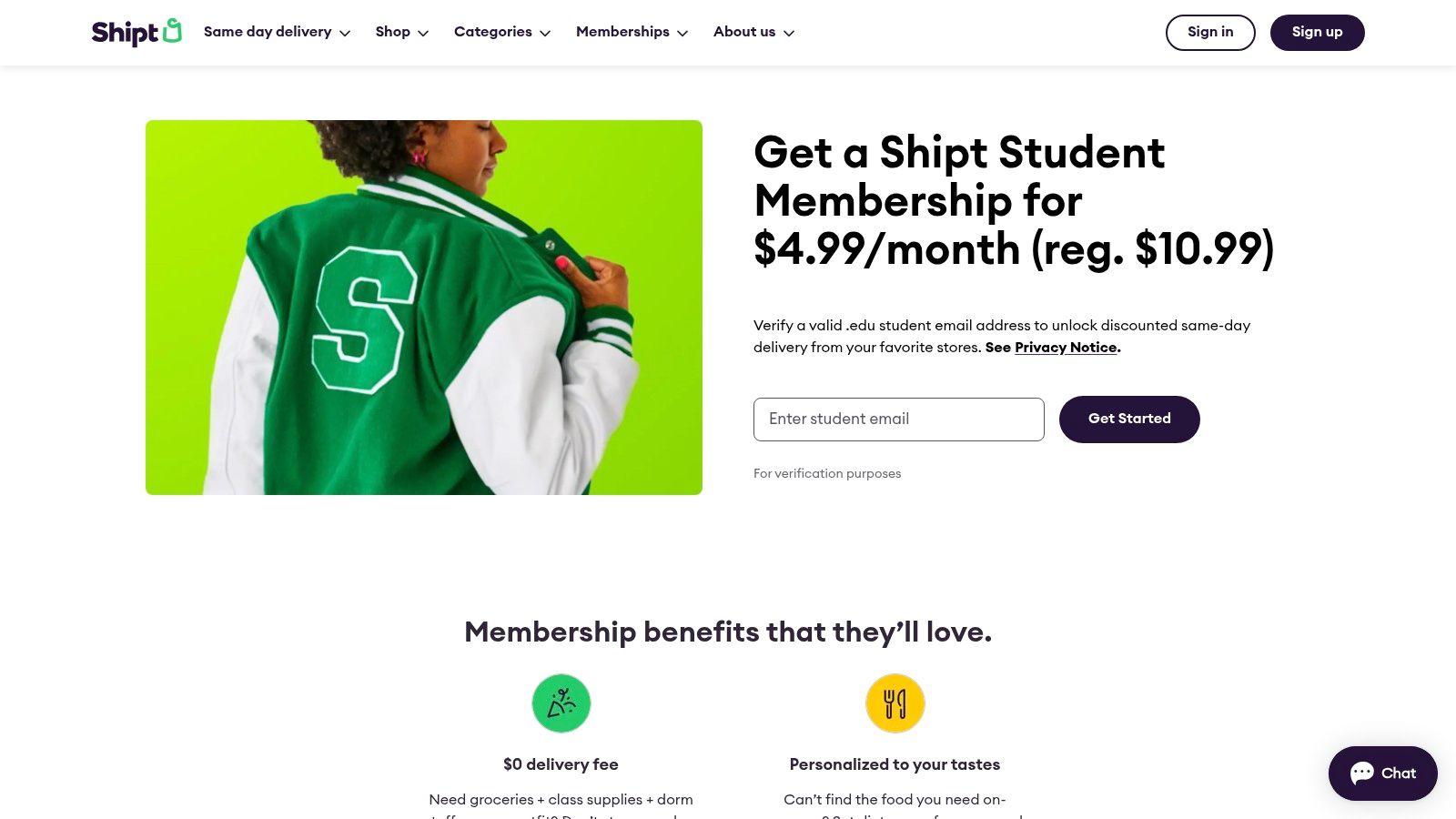 Shipt — Student Membership (same‑day grocery delivery)