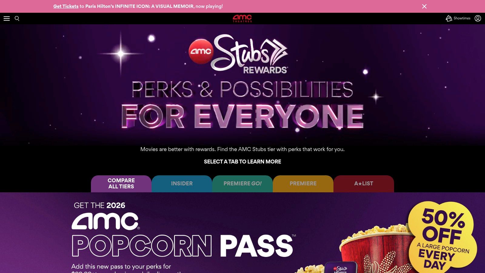 AMC Stubs (Insider / Premiere GO! / A-List)