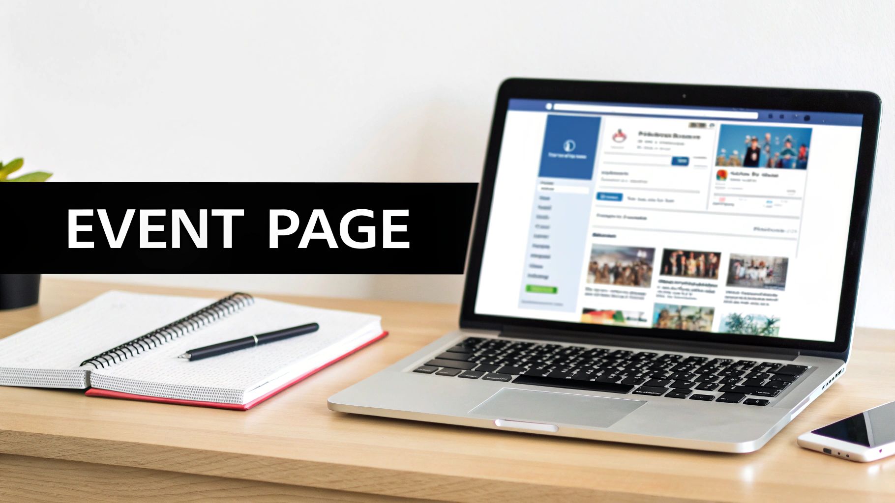 A person using their phone to check an event ad on Facebook.