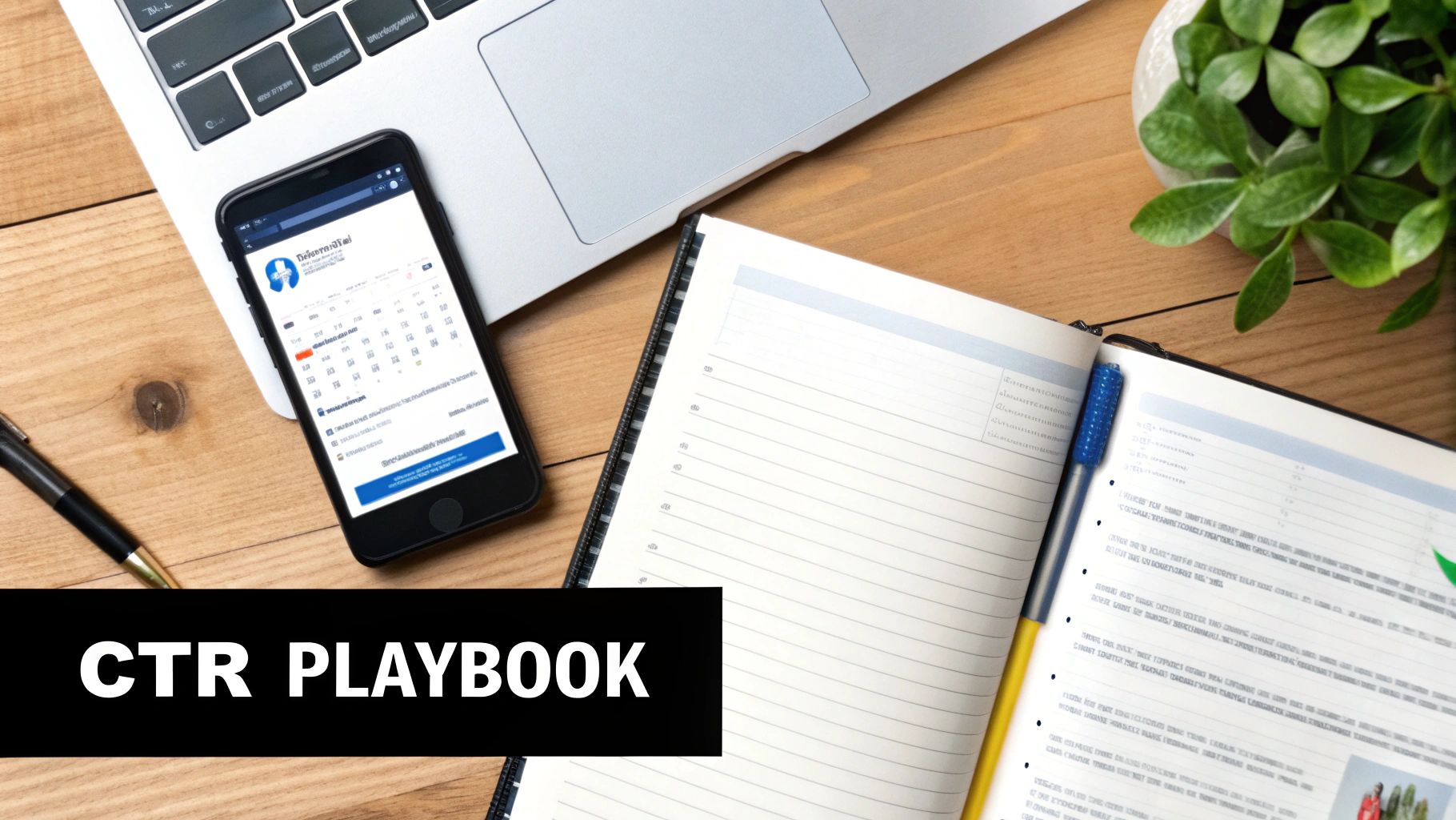 A person at a desk reviewing a dashboard of ad campaign performance data, focused on improving metrics.