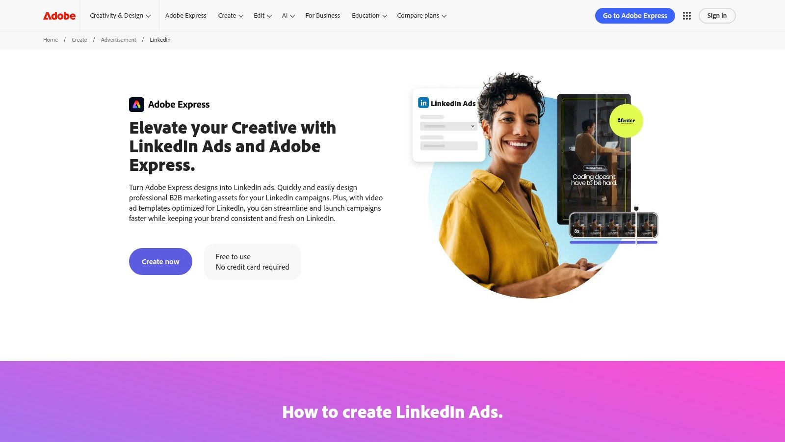 Adobe Express – LinkedIn Ad Templates + Direct Export Add-on
