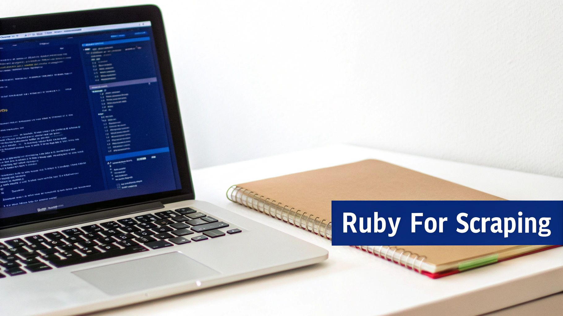 A stylized graphic of the Ruby logo with web scraping icons.
