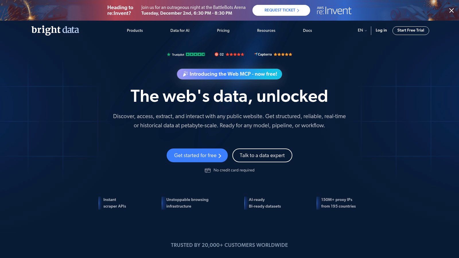 Bright Data dashboard showcasing proxy manager and network statistics