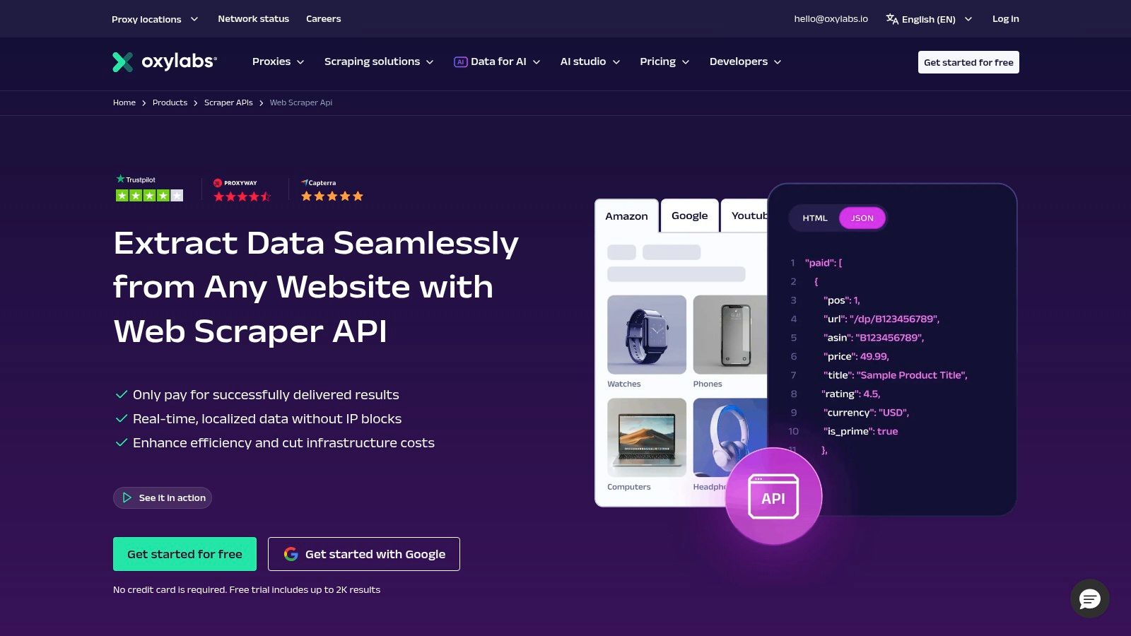 Oxylabs – Web Scraper API
