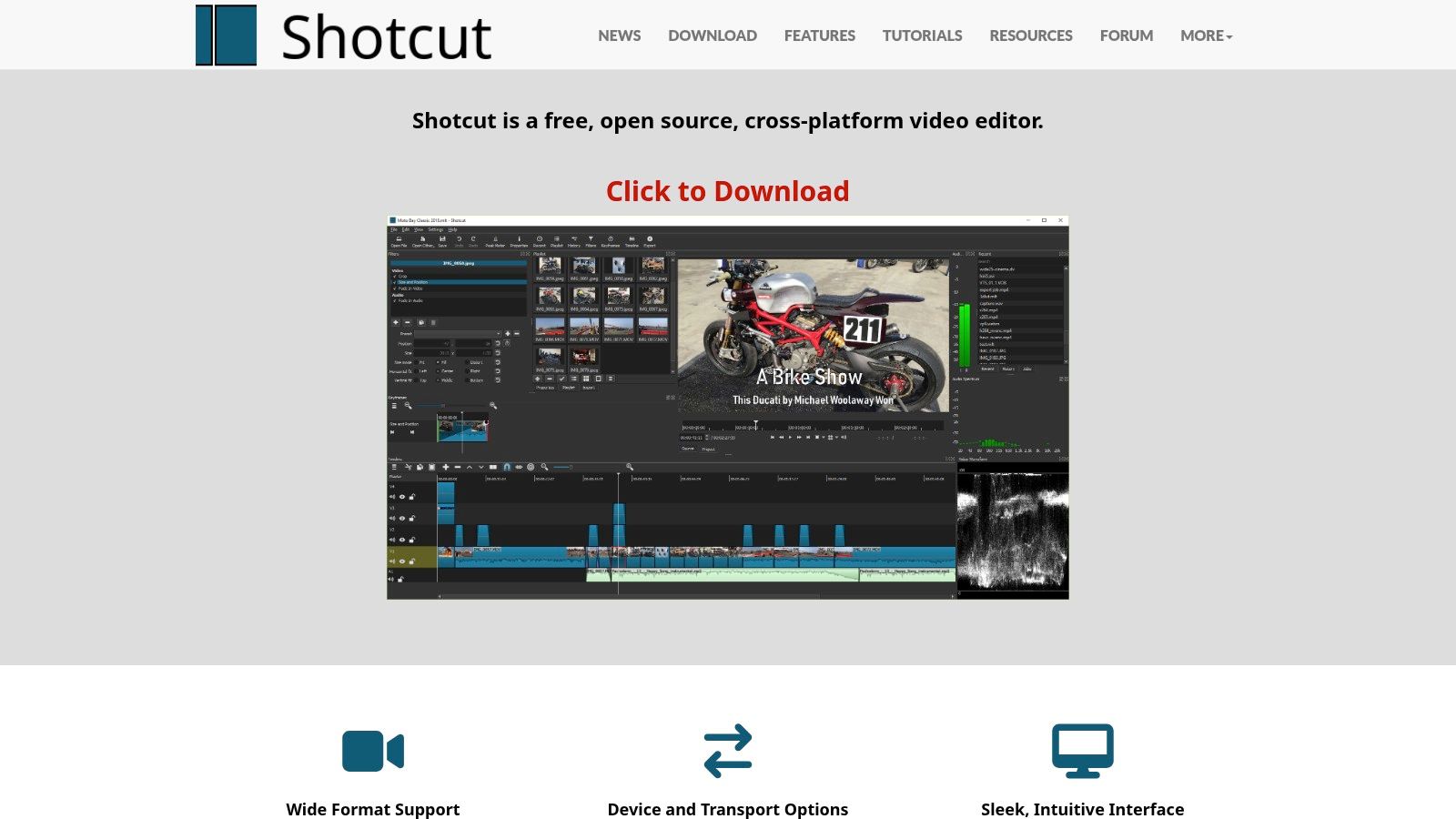 A screenshot of the Shotcut interface, showing a video timeline, a preview window, and various panels for filters and properties.