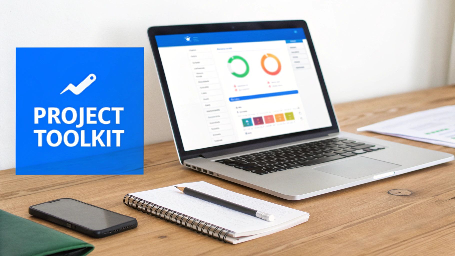 A clean, modern project management dashboard showing tasks, timelines, and team members.