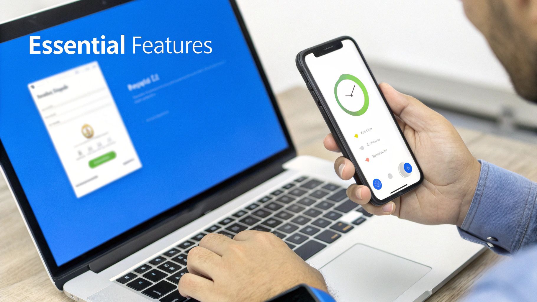 A person using a laptop with charts and graphs on the screen, symbolizing feature-rich software.