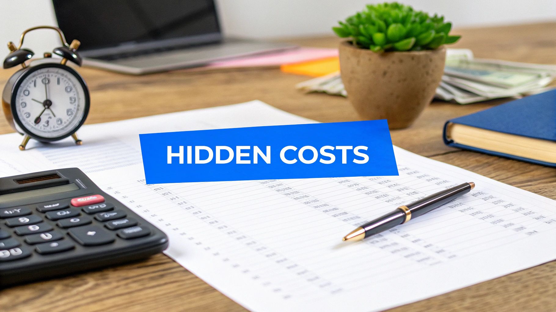 A tilted iceberg with the visible tip labeled 'Lost Billable Hours' and the massive underwater part labeled 'Hidden Costs'.