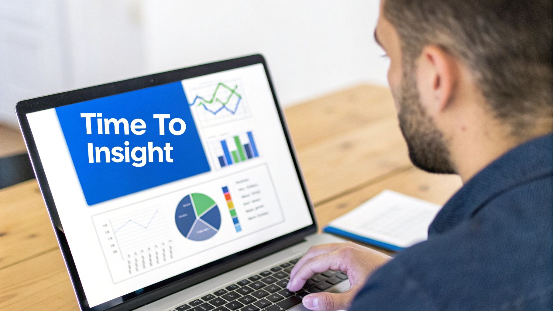 A person analyzing charts and graphs on a computer screen, representing business intelligence derived from data.