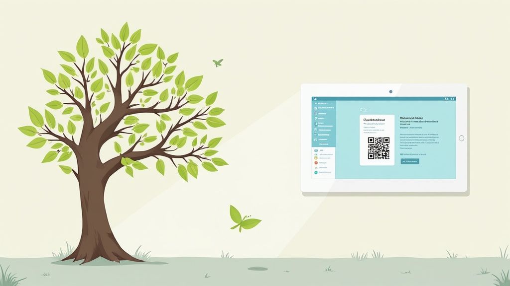 A modern digital donor wall display in a sleek, professional setting.