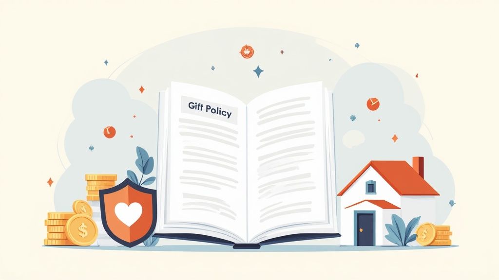 A person reviewing documents at a desk, symbolizing the creation of a nonprofit policy.