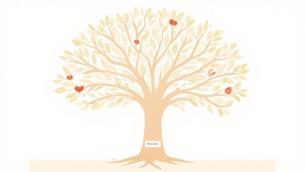 A beautifully crafted donor wall with golden leaves on a light-colored wall, symbolizing growth and gratitude.