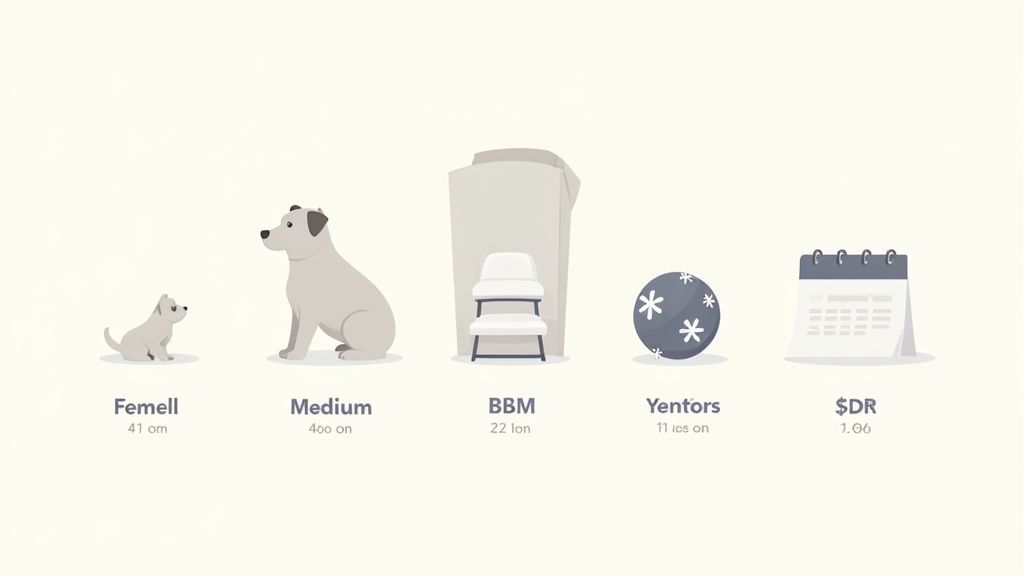 Dog looking happy with a boarding facility staff member