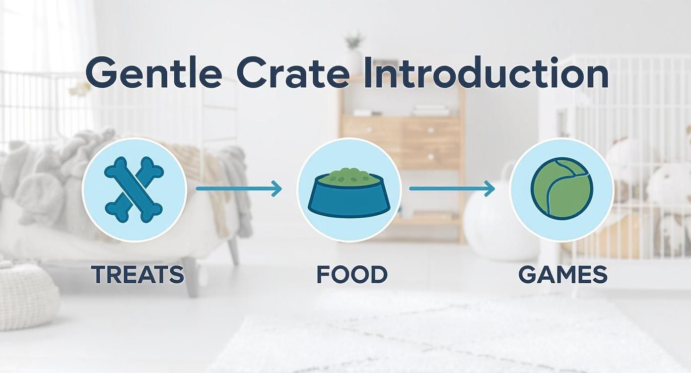 Infographic about crate training older dog