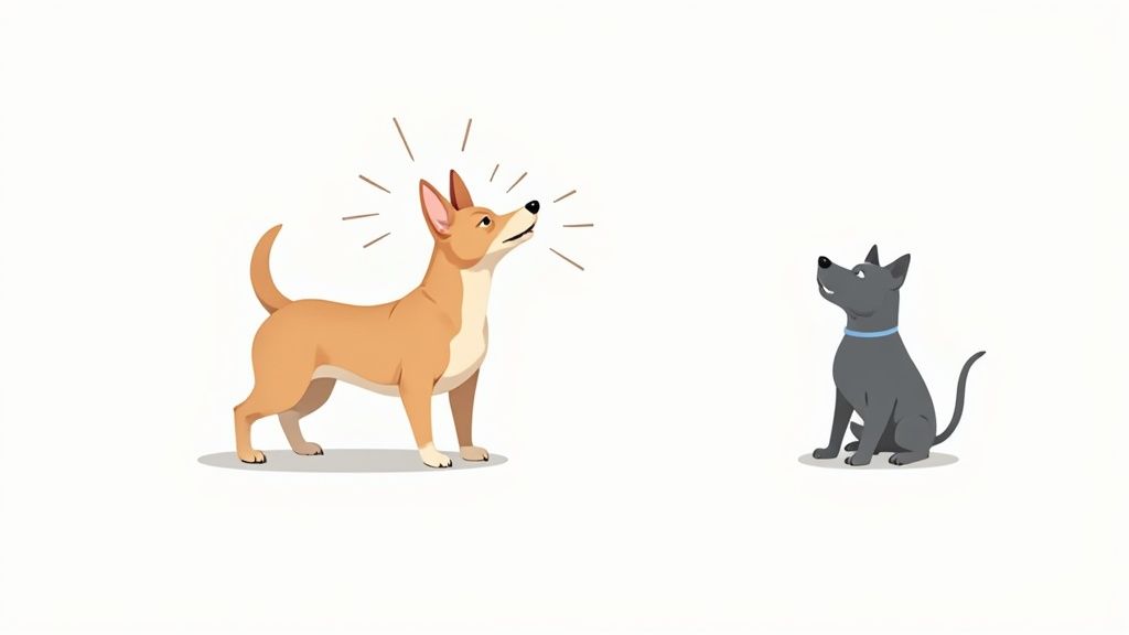 A golden retriever shaking its head with its ears flapping.