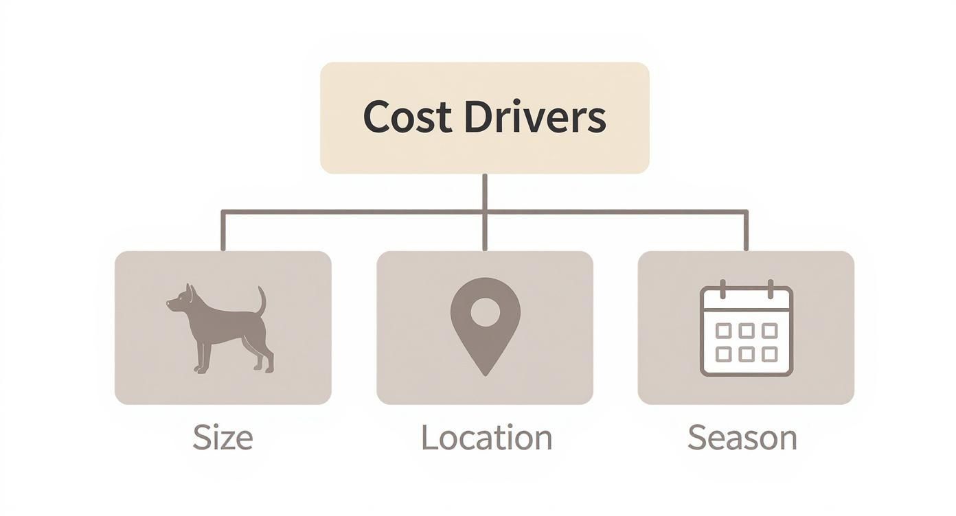 Infographic about dog boarding rates average