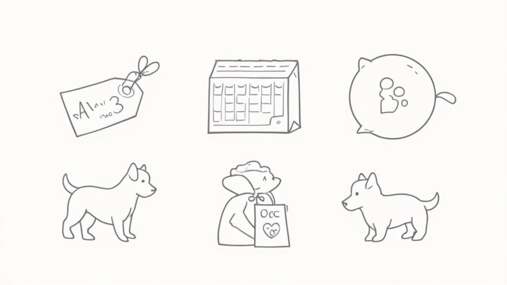 A person&#39;s hand holding a piggy bank with a paw print on it.