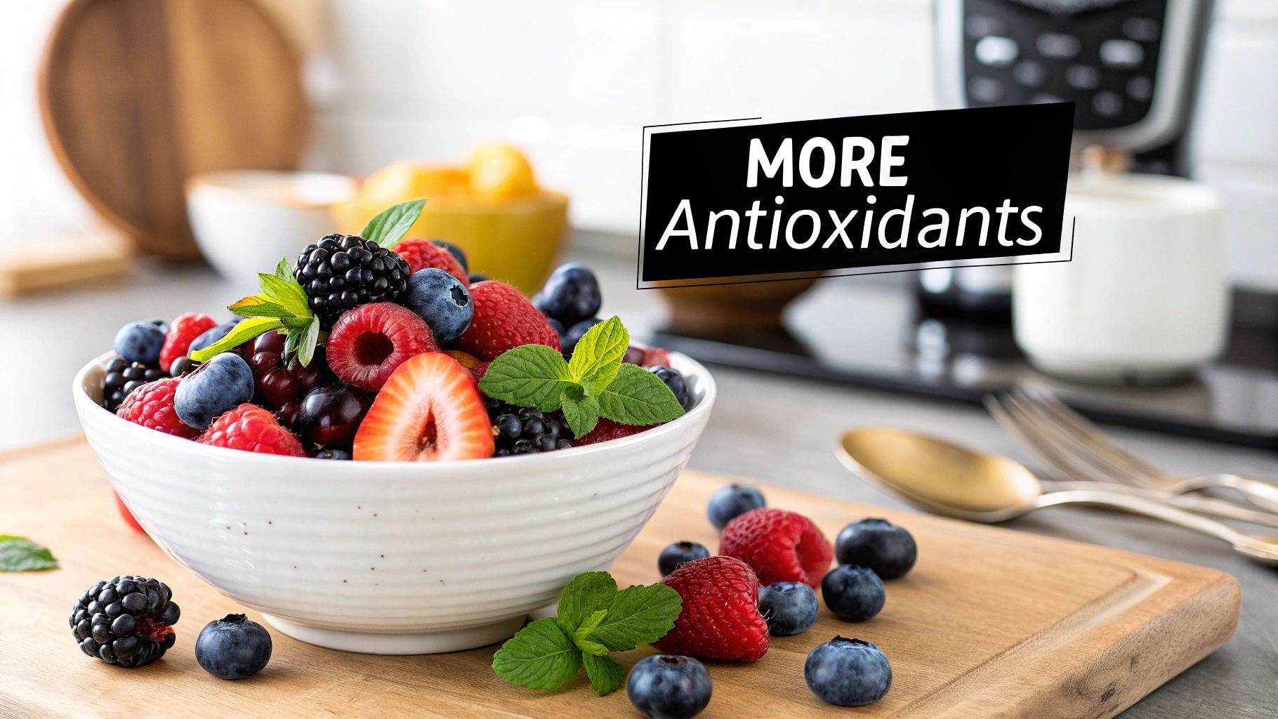 Infographic showing that organic berries have 50-60% higher anthocyanin content and that organic produce has 20-40% higher antioxidant levels overall.