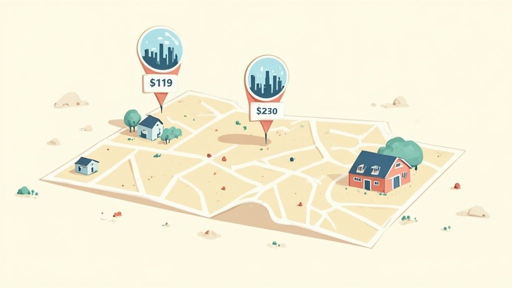 A map with a pin on King of Prussia, PA