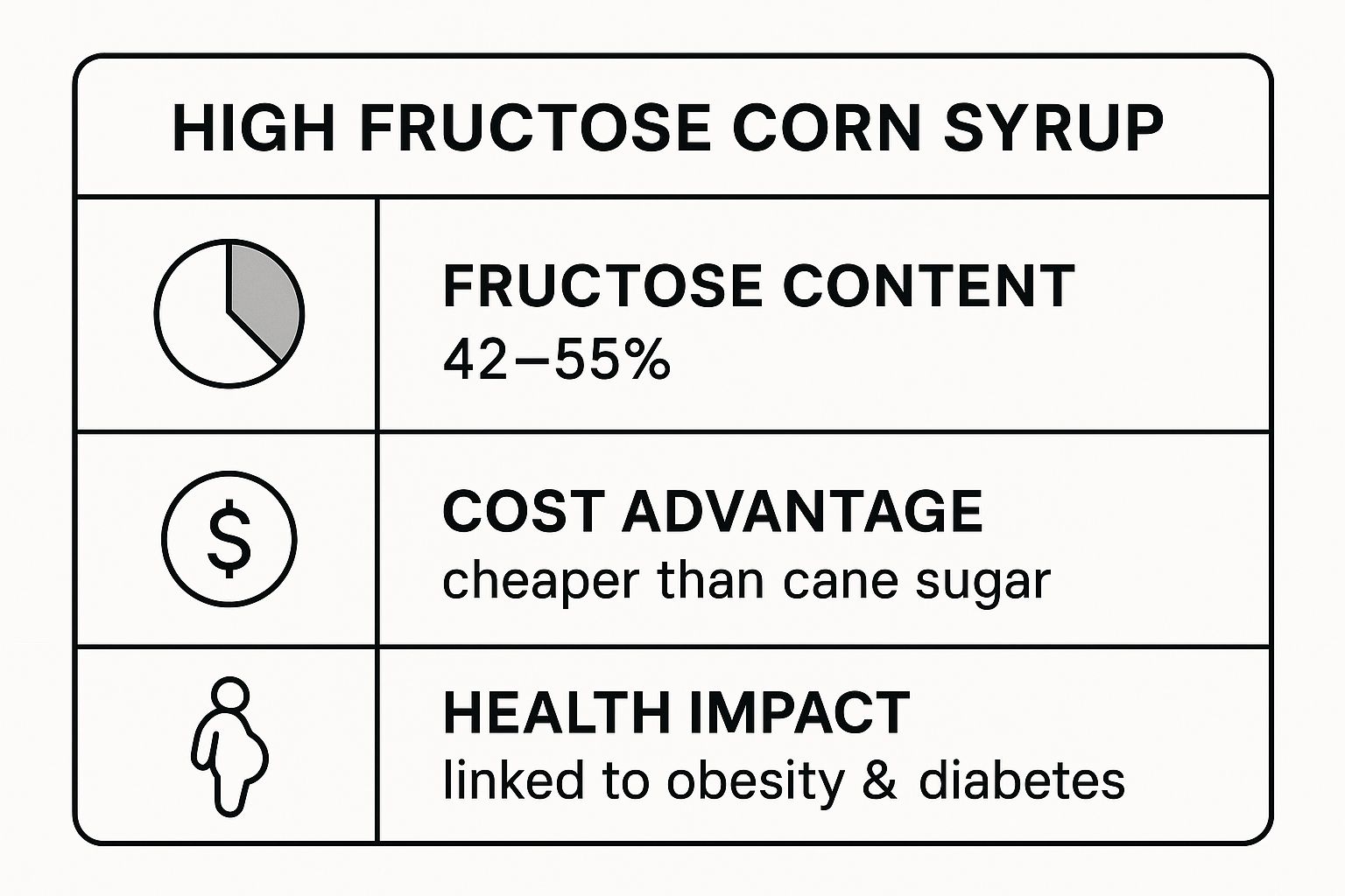 Infographic showing key data about High Fructose Corn Syrup (HFCS)