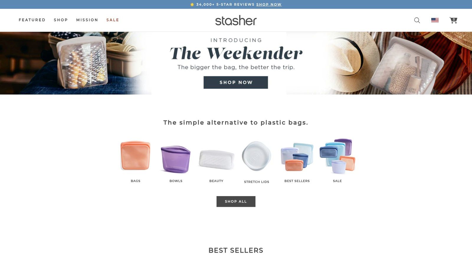 Stasher Silicone Reusable Storage Bags