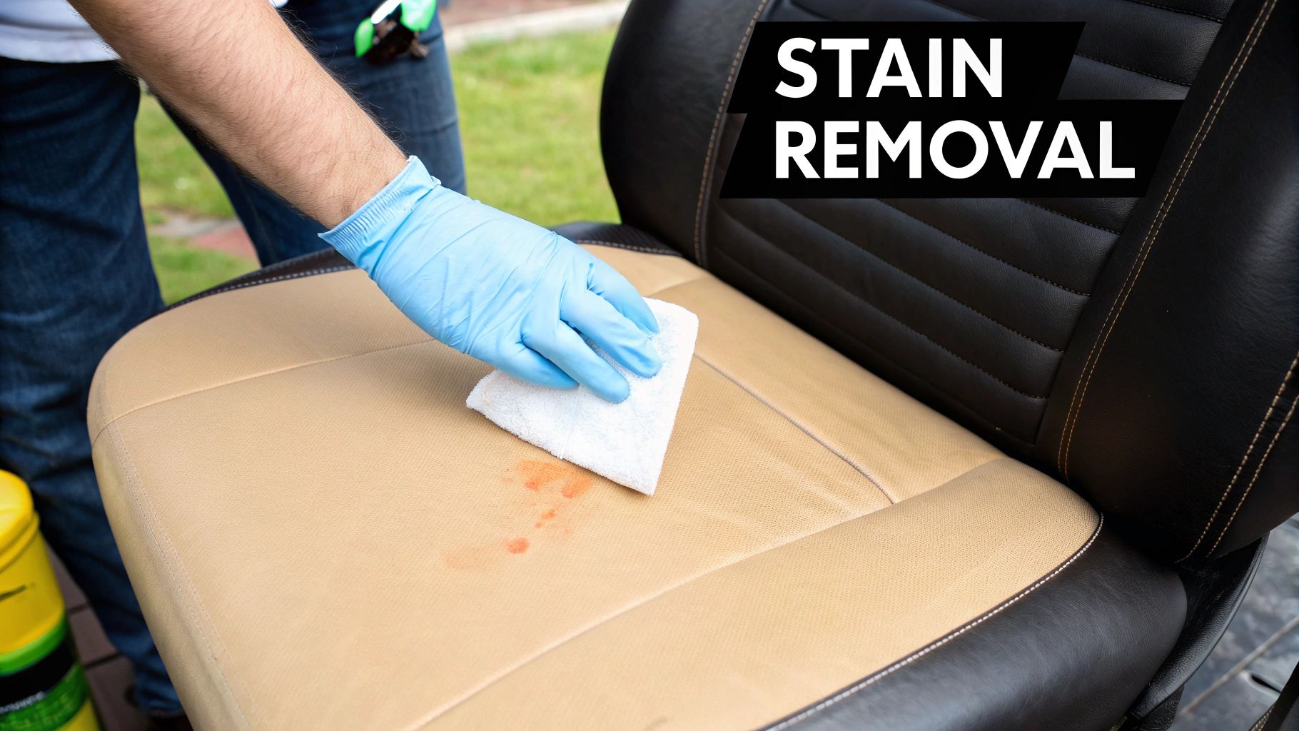 Marine vinyl with stubborn mildew stains