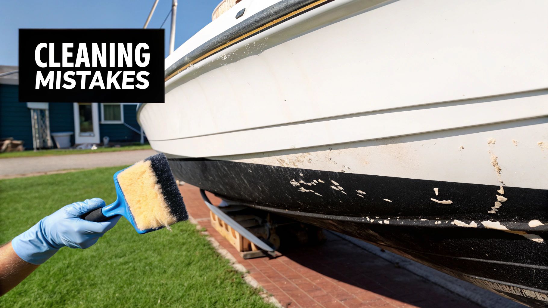 Damaged, cracked white boat vinyl seat in need of repair