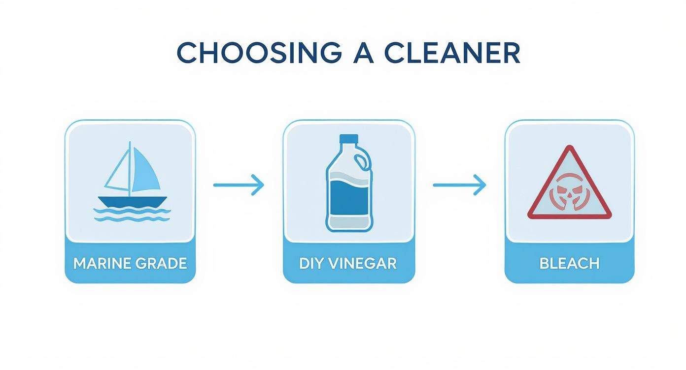 Infographic about how to remove mold from boat upholstery