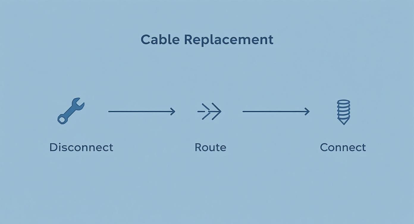 Infographic about boat steering cable replacement