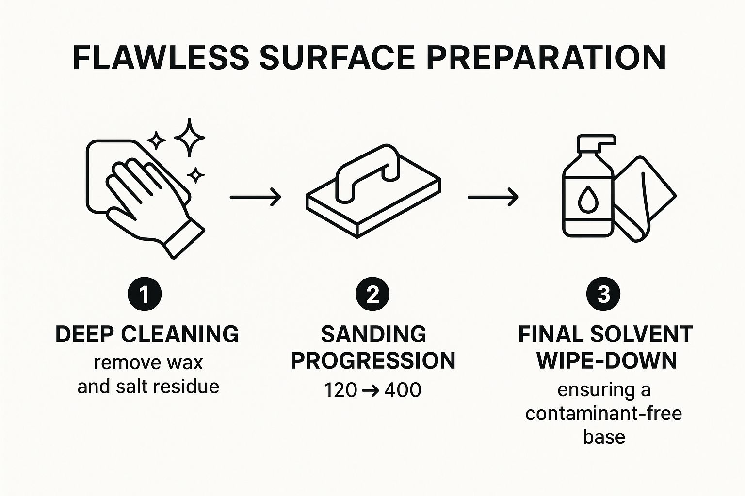 Infographic about clear coating a boat