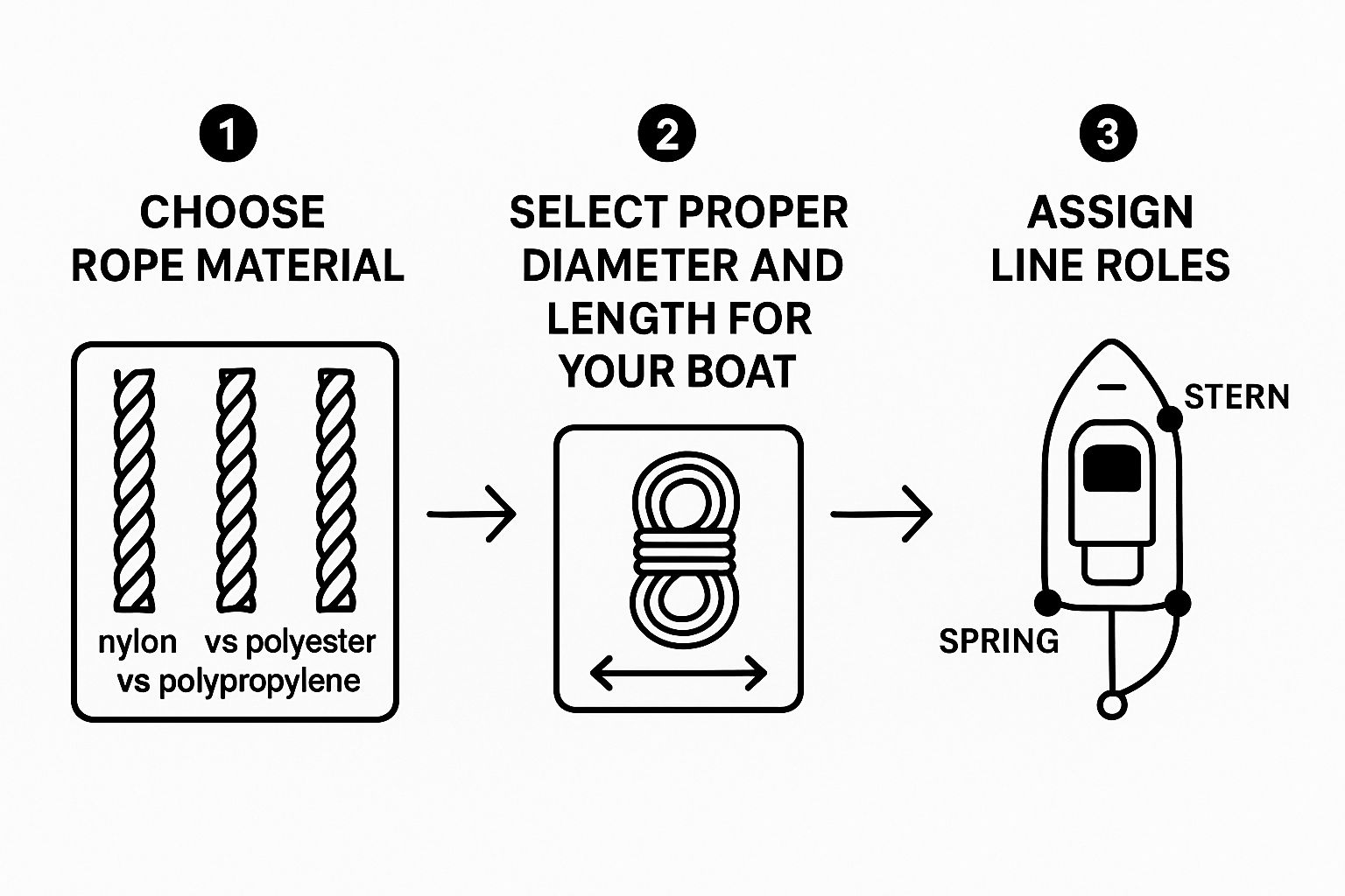 Infographic about how to tie dock lines