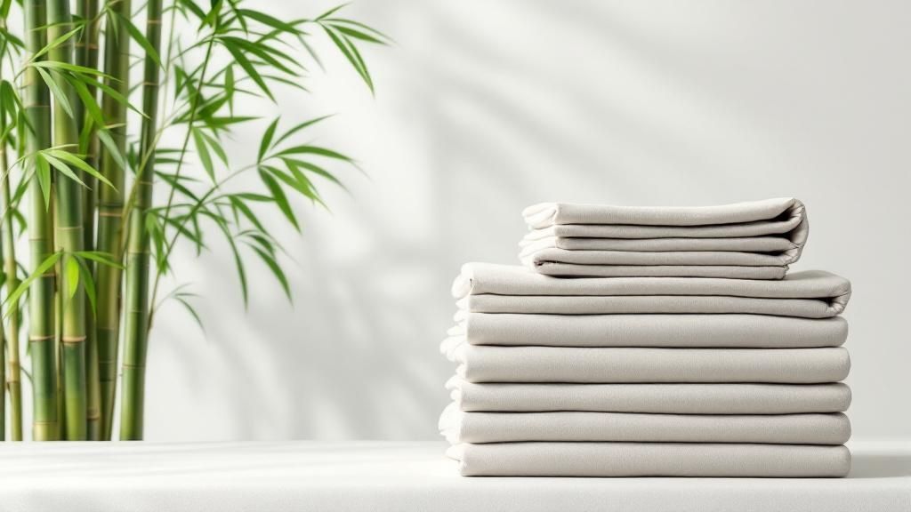 A person's hands feeling the soft texture of bamboo sheets on a well-made bed.