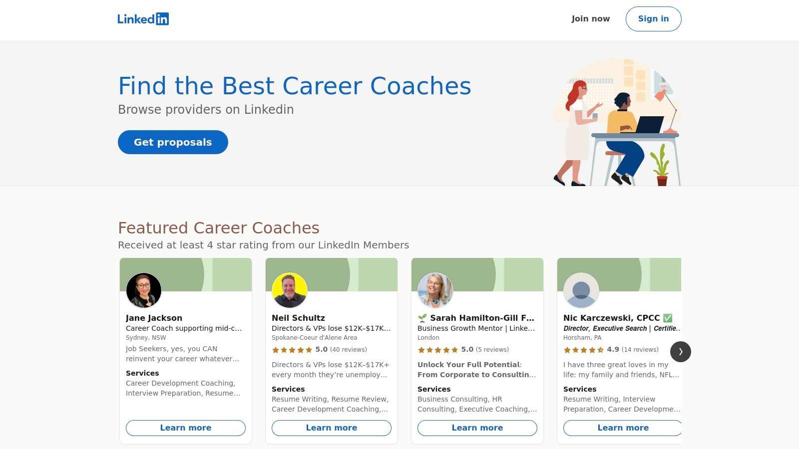 LinkedIn Services Marketplace (Career Coaches)