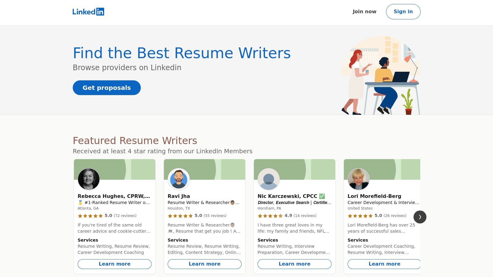 LinkedIn Services Marketplace (Resume Writers)