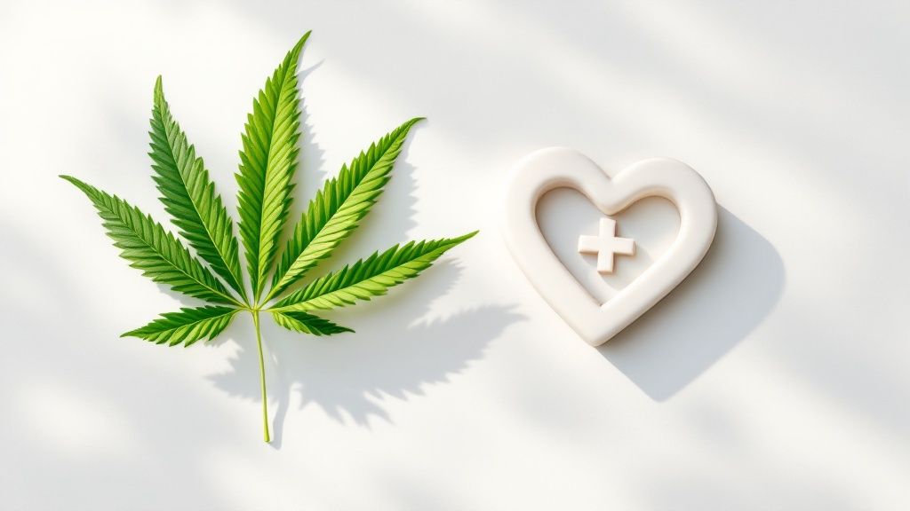 Eine stilisierte Darstellung des Endocannabinoid-Systems im menschlichen Körper, das die Rezeptoren im Gehirn und Nervensystem hervorhebt.