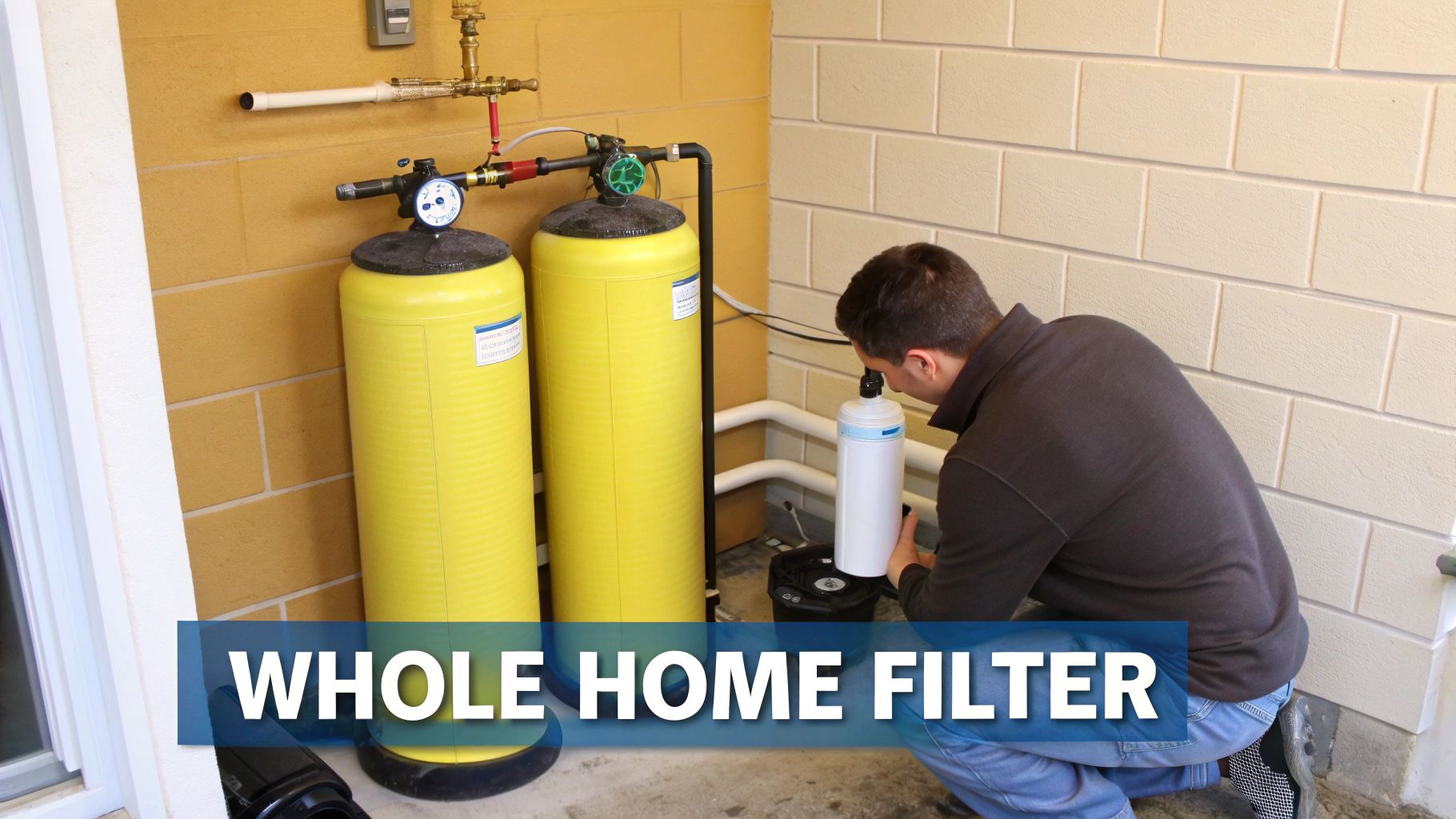 A whole house water filter system installed in a Dubai villa.