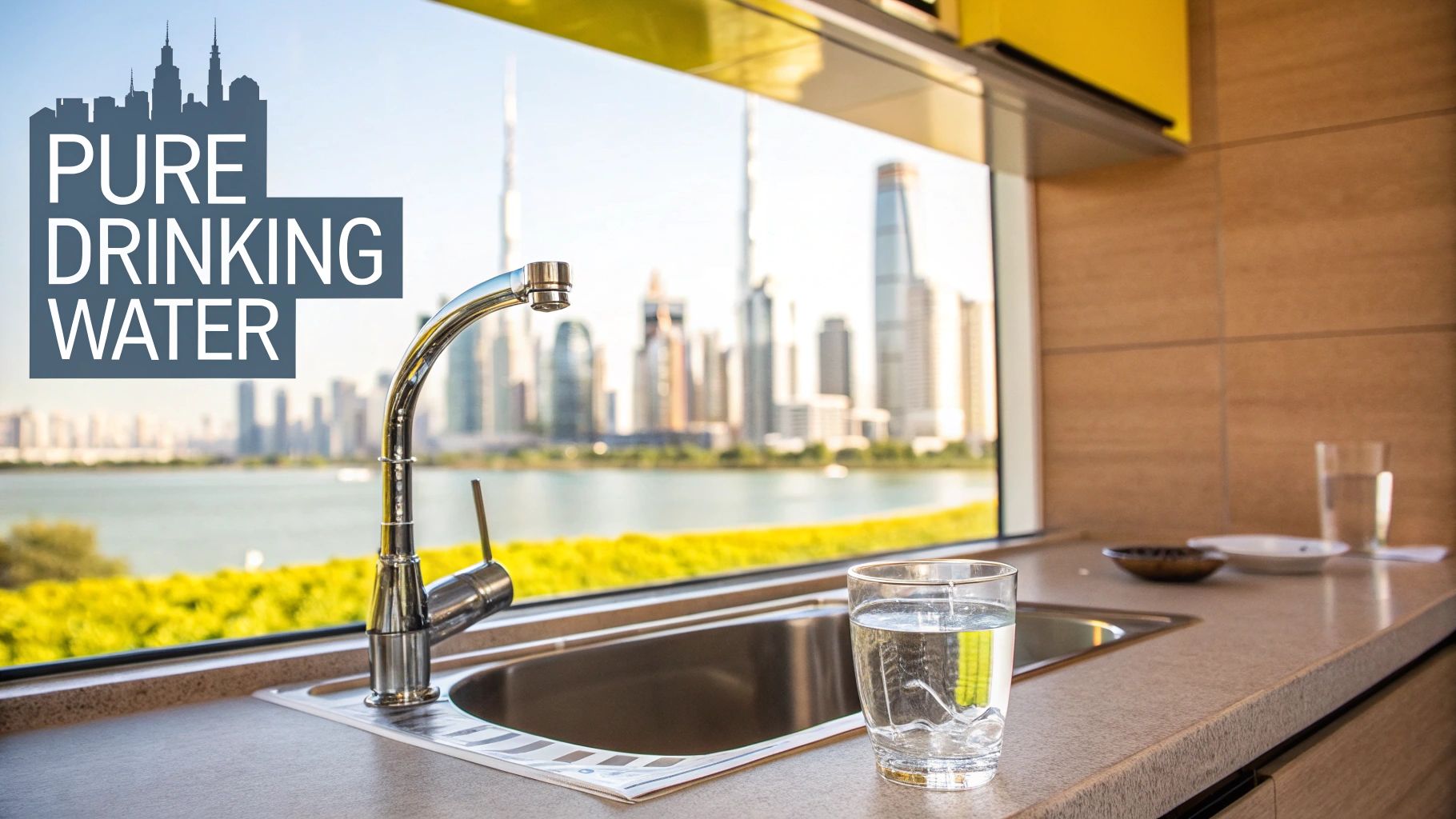 Family in Dubai enjoying clean water at home, highlighting the benefit of a water filter.