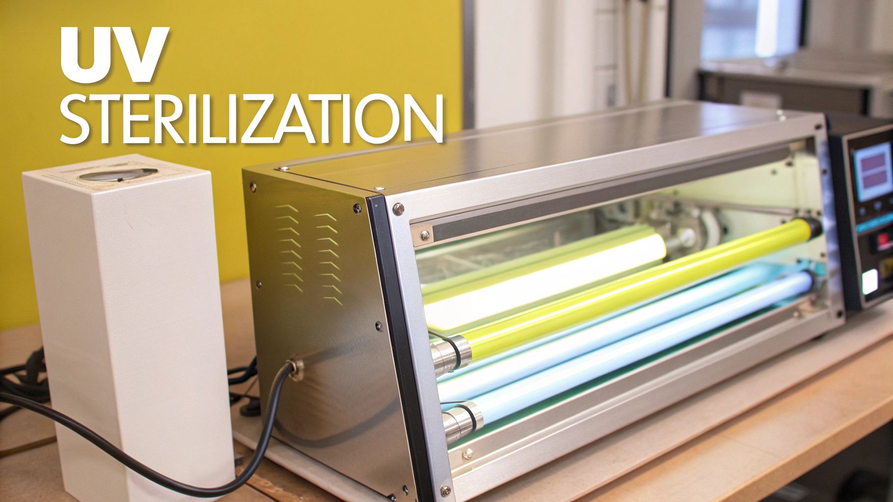 UV sterilization equipment with multiple germicidal lamps for commercial water filtration and disinfection