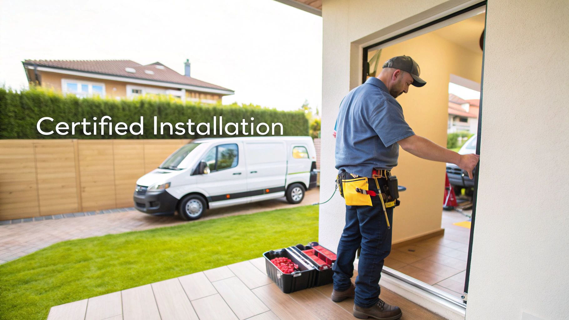 A professional technician from Aqua Best installing an 800 GPD RO system in a clean, modern Dubai kitchen.