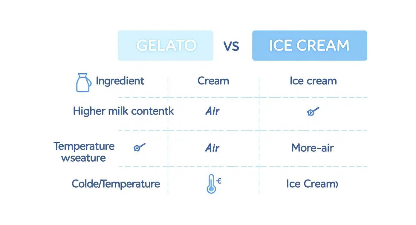 Infographic about difference between gelato and ice cream
