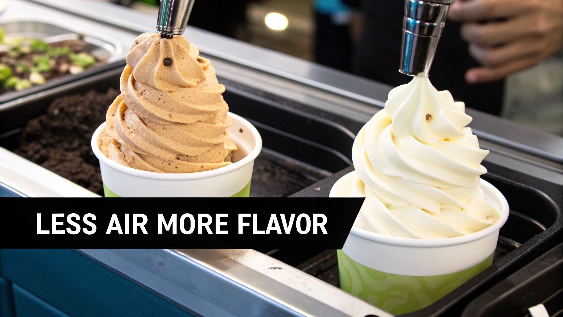 An artisanal gelato churning machine slowly mixing a batch of creamy dessert.