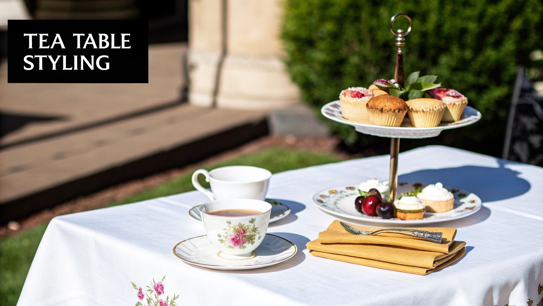 A beautifully styled tea cup set ready for an occasion.