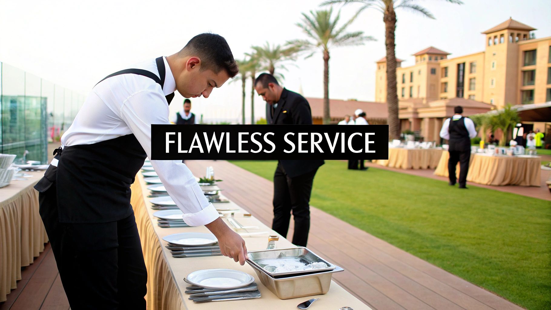 Elegant table setup for a catered event in Dubai