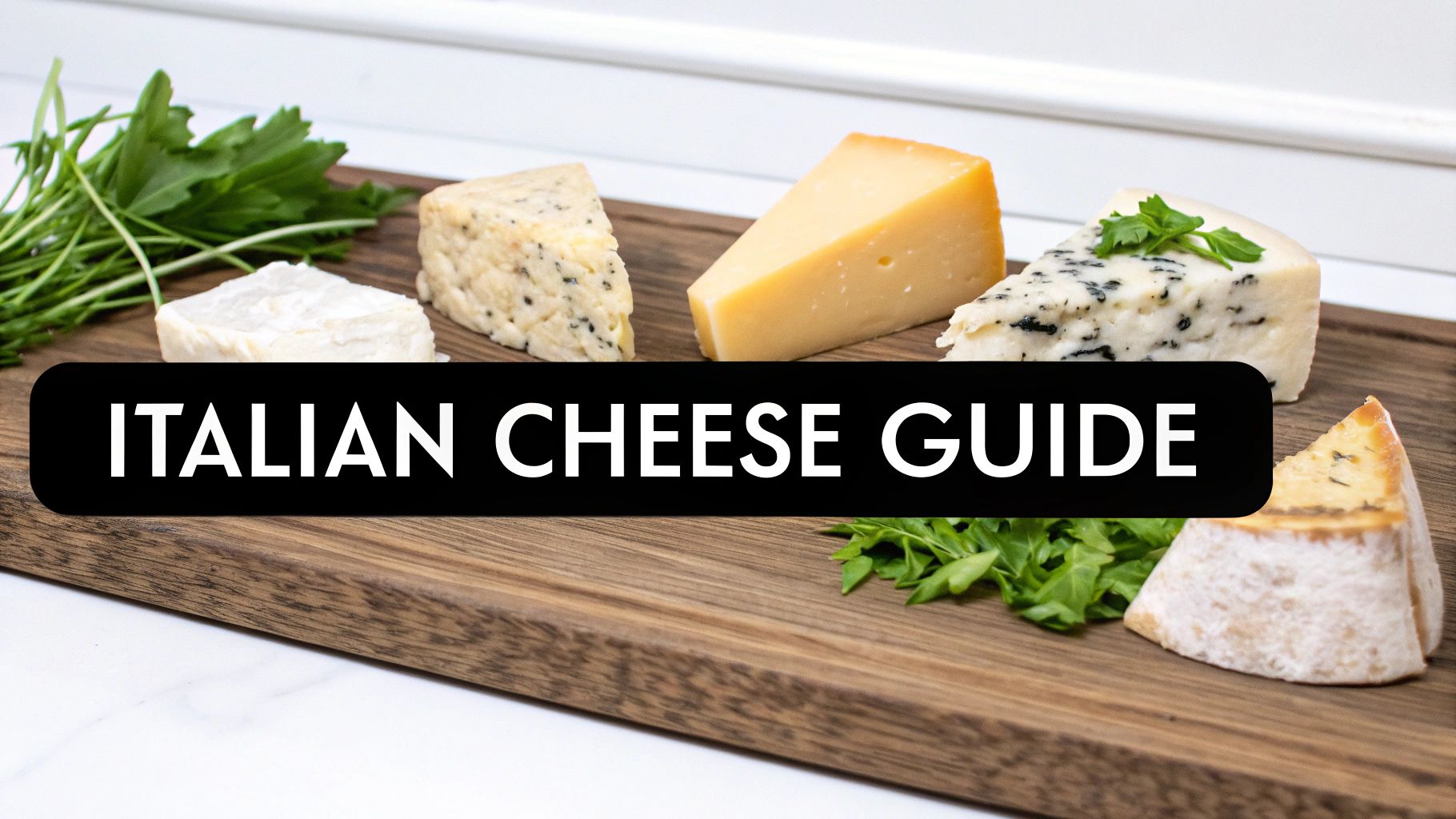 A close-up shot of a beautifully arranged cheese board, featuring different types of Italian cheeses, fruits, and nuts.