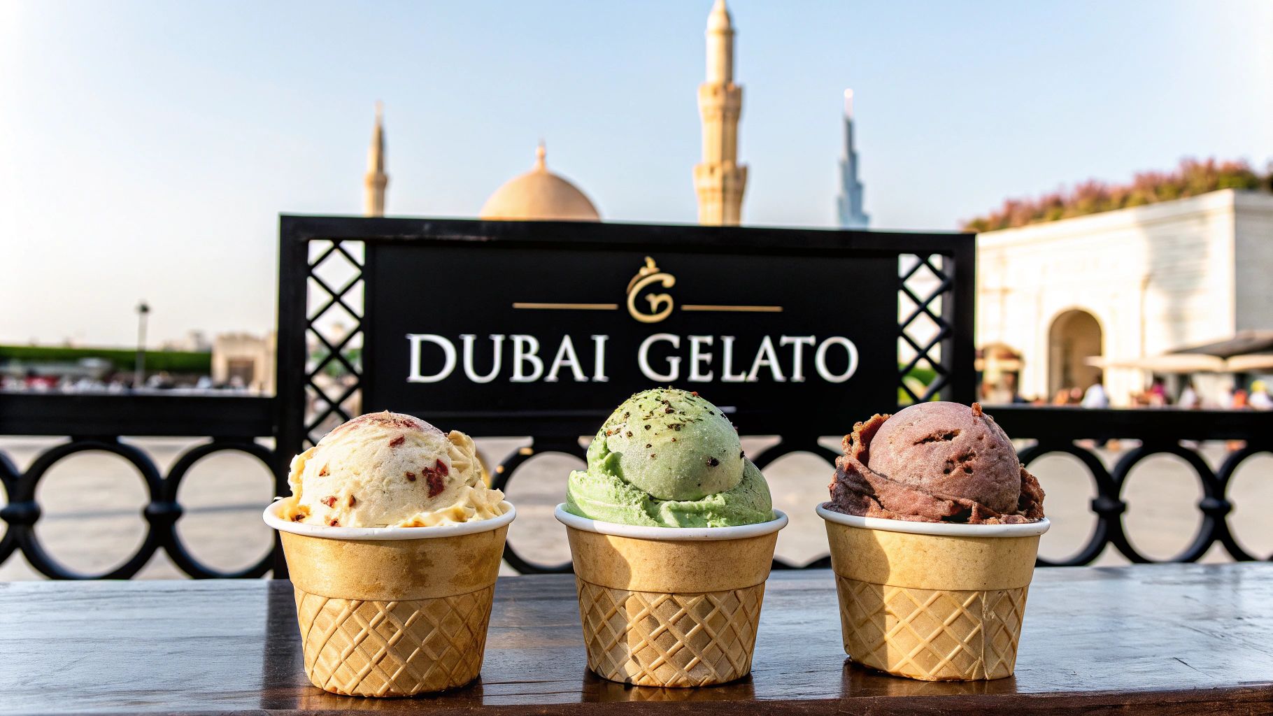 Gelato in Cups in different colorful flavors in Dubai