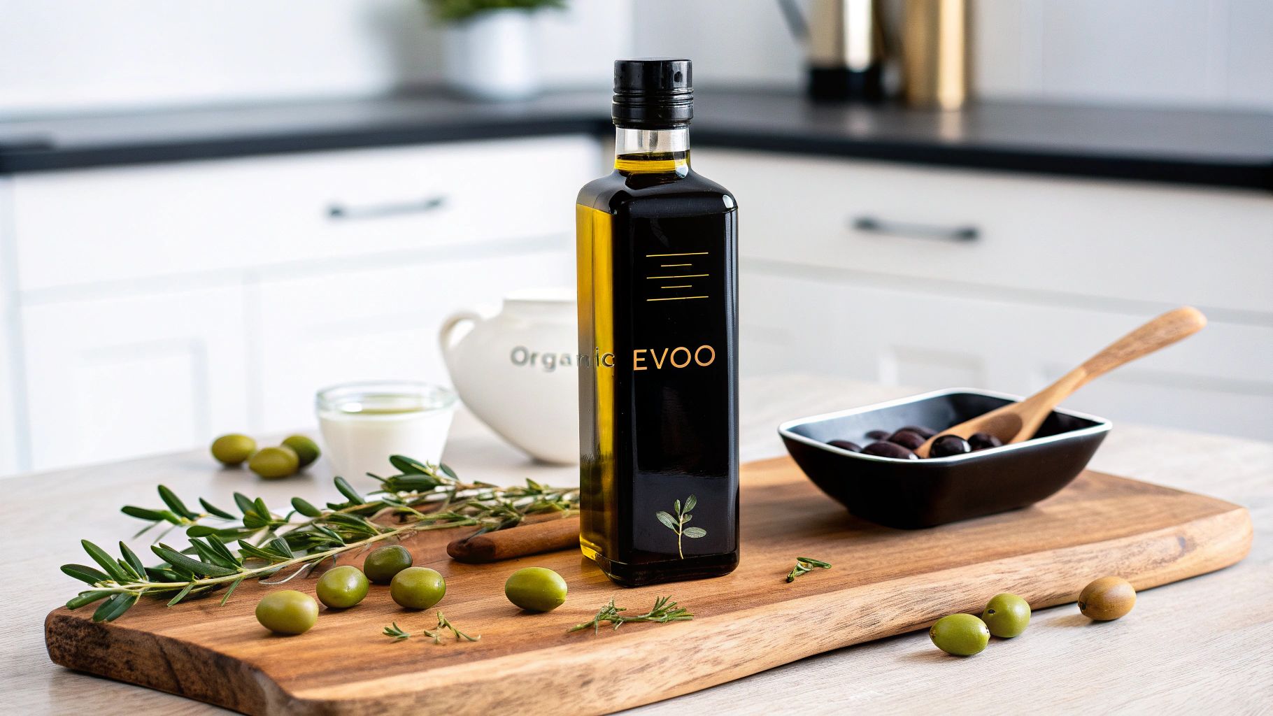 organic extra virgin olive oil a kitchen 